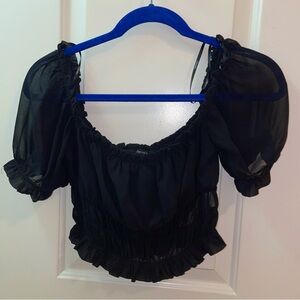 NWOT black sheer crop top